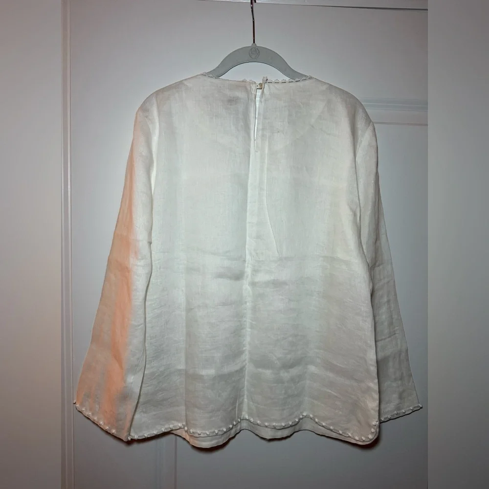 BRAND NEW J CREW white linen blouse women’s size 12 - Picture 2 of 13